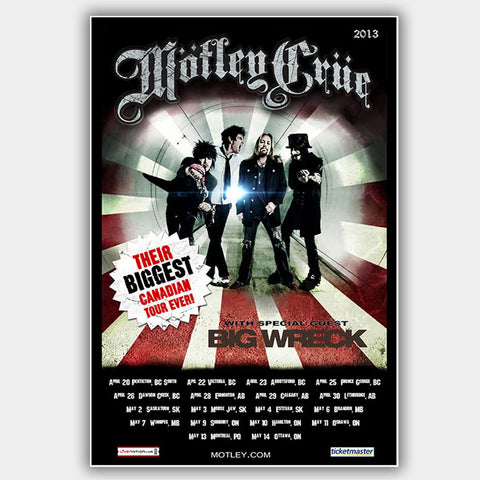 Motley Crue with Big Wreck (2013) - Concert Poster - 13 x 19 inches