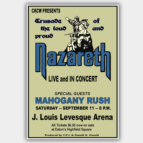 Nazareth with Mahogany Rush (1976) - Concert Poster - 13 x 19 inches