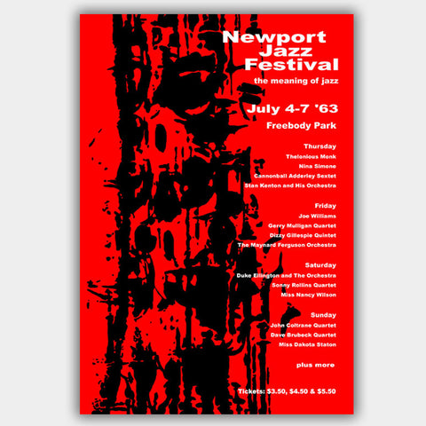 Newport Jazz Festival with Nina Simone (1963) - Concert Poster - 13 x 19 inches