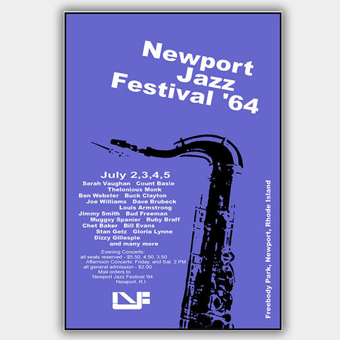 Newport Jazz Festival with Louis Armstrong (1964) - Concert Poster - 13 x 19 inches