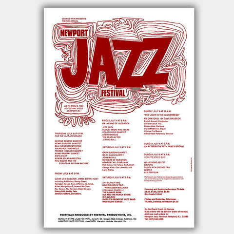 Newport Jazz Festival with Jeff Beck & Jethro Tull (1969) - Concert Poster - 13 x 19 inches
