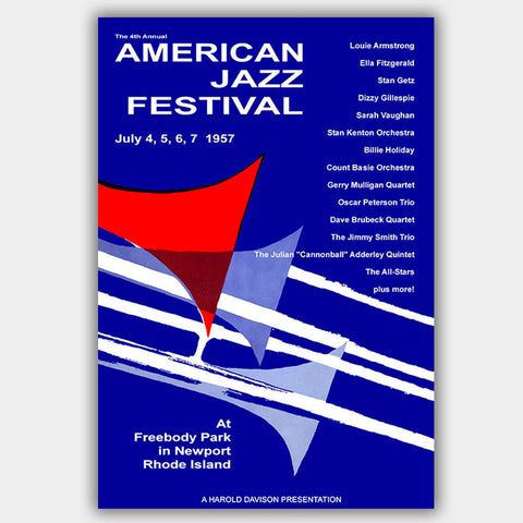 Newport Jazz Festival with Fitzgerald & Holiday (1957) - Concert Poster - 13 x 19 inches