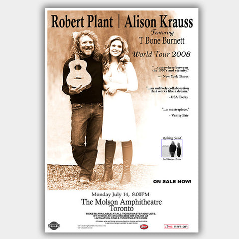 Robert Plant & Allison Krauss with T Bone Burnett (2008) - Concert Poster - 13 x 19 inches