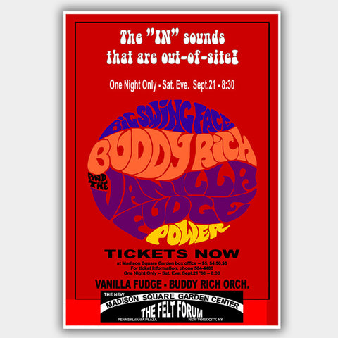 Buddy Rich Orchestra with Vanilla Fudge (1968) - Concert Poster - 13 x 19 inches