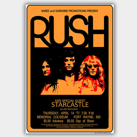 Rush with Starcastle (1977) - Concert Poster - 13 x 19 inches