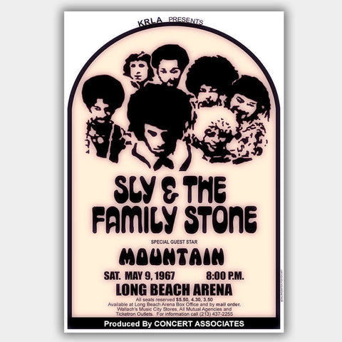 Sly & Family Stone with Mountain (1967) - Concert Poster - 13 x 19 inches