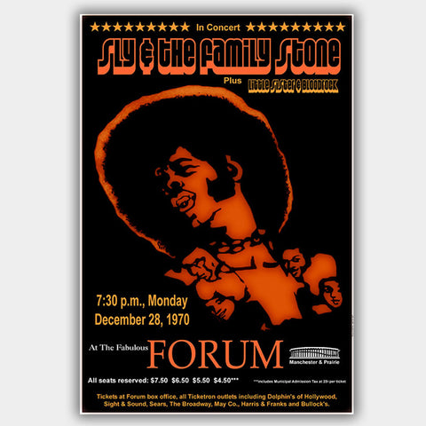 Sly & Family Stone with Bloodrock (1970) - Concert Poster - 13 x 19 inches