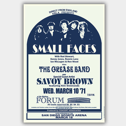 Small Faces with Savoy Brown (1971) - Concert Poster - 13 x 19 inches