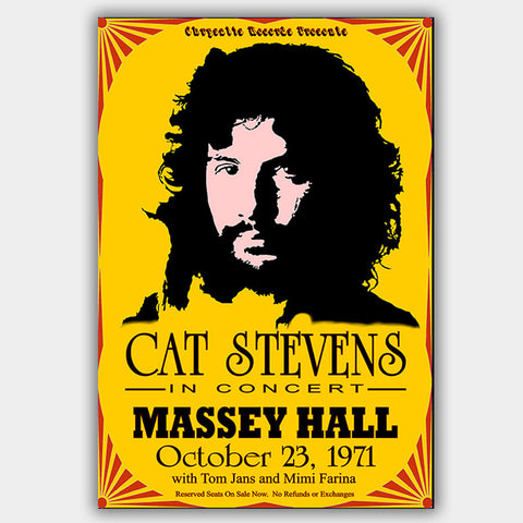 Cat Stevens with Tom Jans & Mimi Farina (1971) - Concert Poster - 13 x 19 inches