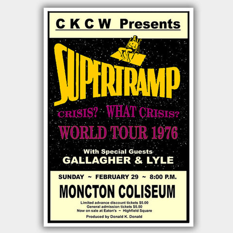 Supertramp (1976) - Concert Poster - 13 x 19 inches