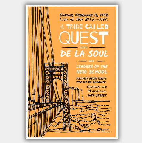 A Tribe Called Quest with De La Soul & Leaders of the New School (1992) - Concert Poster - 13 x 19 inches