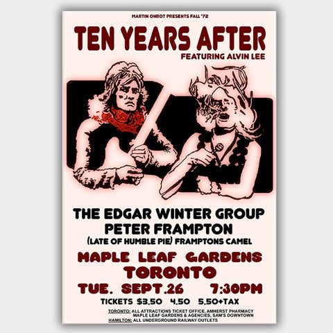 Ten Years After with Edgar Winter (1972) - Concert Poster - 13 x 19 inches