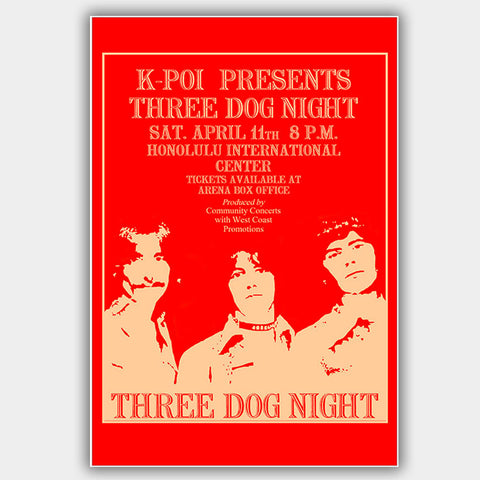 Three Dog Night (1970) - Concert Poster - 13 x 19 inches