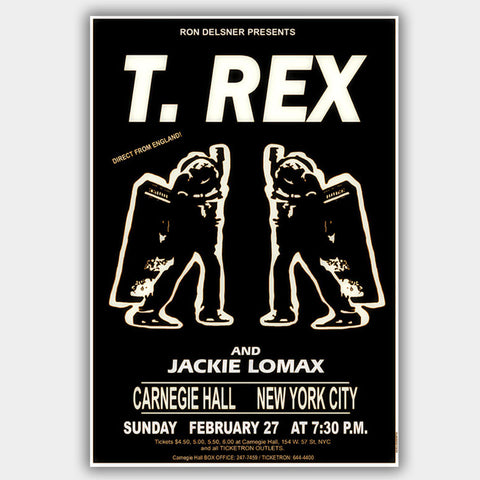 T Rex with Jackie Lomax - White (1972) - Concert Poster - 13 x 19 inches