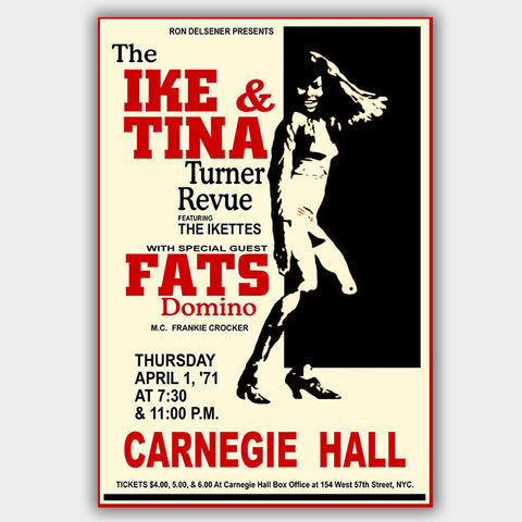 Ike & Tina Turner with Fats Domino (1971) - Concert Poster - 13 x 19 inches