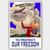 War Poster - Daddy Helps - 13 x 19 inches