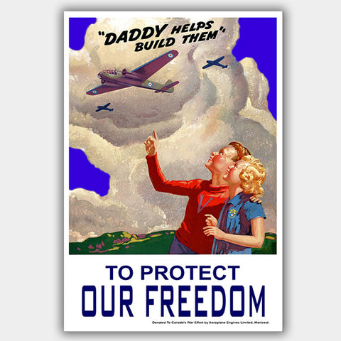 War Poster - Daddy Helps - 13 x 19 inches