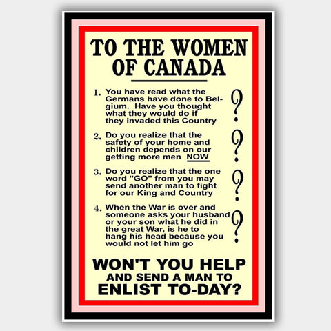 War Poster - Send A Man - "Women" (1918) - 13 x 19 inches