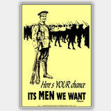 War Poster - Send A Man - "Chance" (1915) - 13 x 19 inches