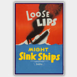 War Poster - Loose Lips - 13 x 19 inches