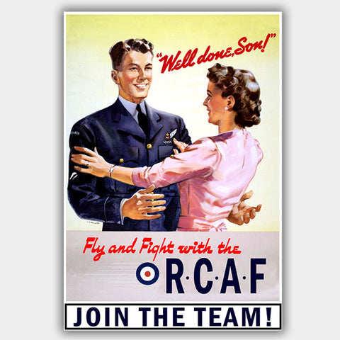 War Poster -  RCAF - "Well Done" - 13 x 19 inches