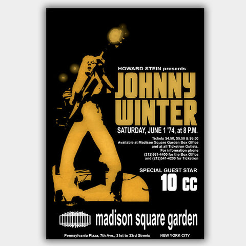 Johnny Winter with 10Cc (1975) - Concert Poster - 13 x 19 inches