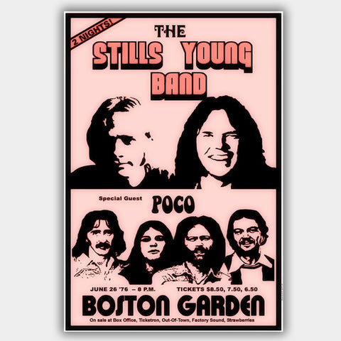 Neil Young and Stephen Stills with Poco (1976) - Concert Poster - 13 x 19 inches