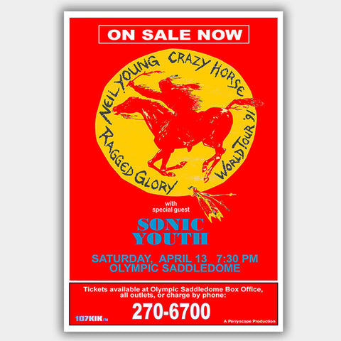 Neil Young with Sonic Youth (1991) - Concert Poster - 13 x 19 inches