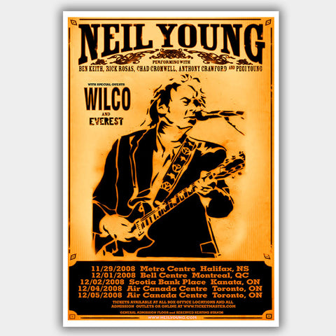 Neil Young with Wilco (2008) - Concert Poster - 13 x 19 inches
