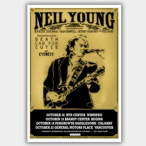 Neil Young with Deathcab For Cut (2008) - Concert Poster - 13 x 19 inches