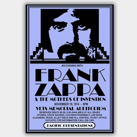 Frank Zappa (1974) - Concert Poster - 13 x 19 inches