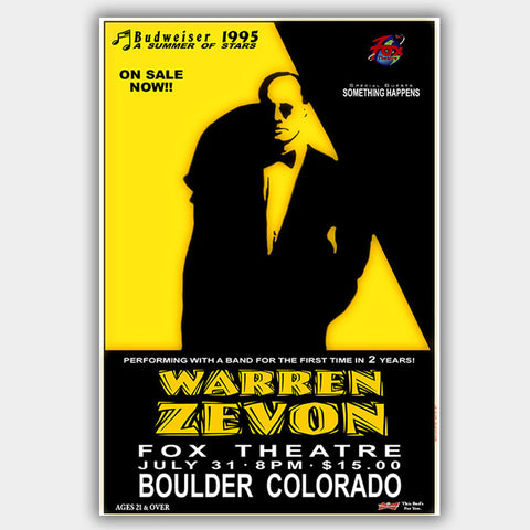 Warren Zevon (1995) - Concert Poster - 13 x 19 inches